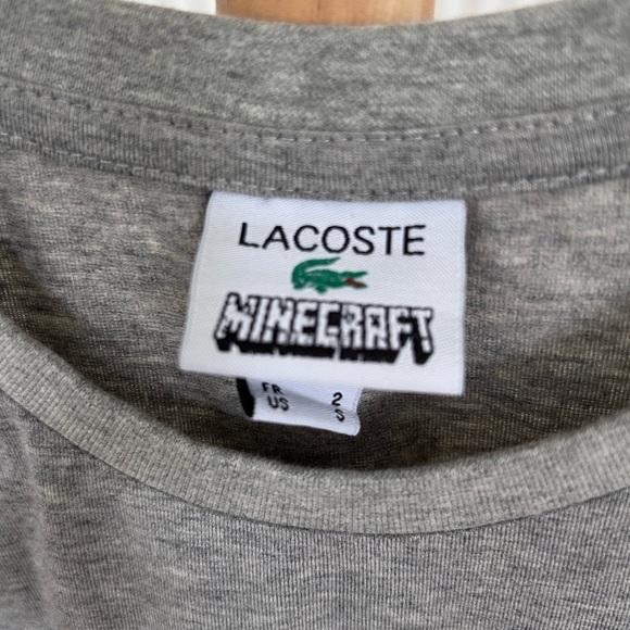 Unisex Lacoste x Minecraft Graphic Organic Cotton T-Shirt Gray Size Small - Picture 4 of 8